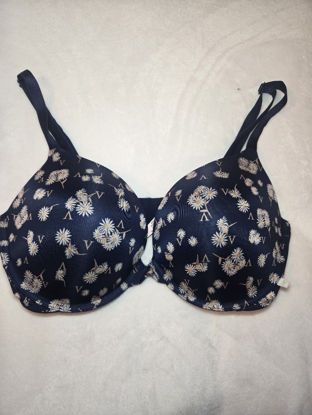 Victoria's Secret Sexy Tee Push Up Bra 36DD Navy Daisy Flower